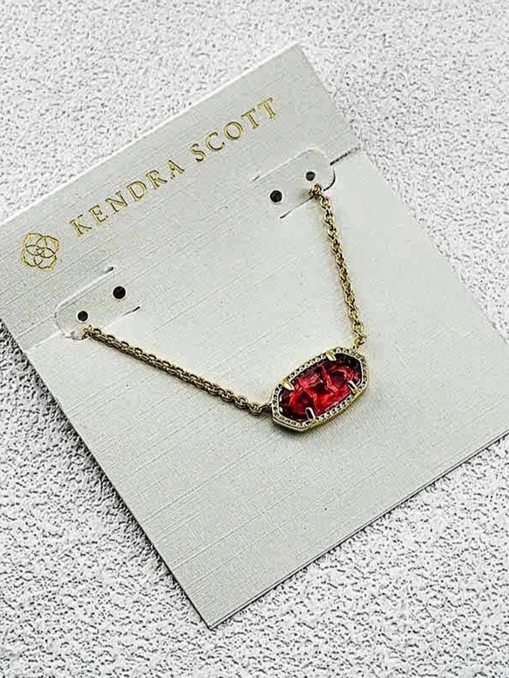 Kendra Scott Elisa Gold Short Pendant Necklace in Red Illusion Red Pendant